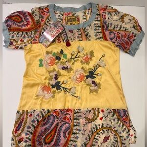 NWT Johnny Was Mistic paneled printed Tunic Top Size Small